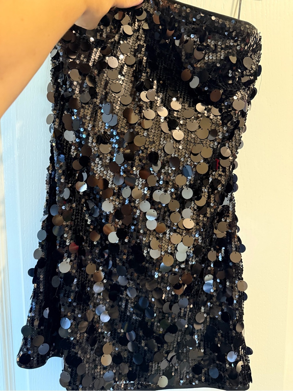 Altar'd State Black Sequin Strapless Mini Dress